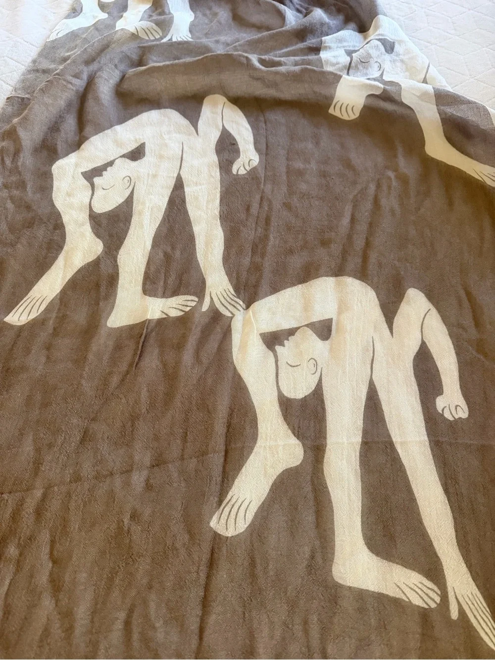 LOOK by M silk blend fringe scarf brown cream gorgeous OS